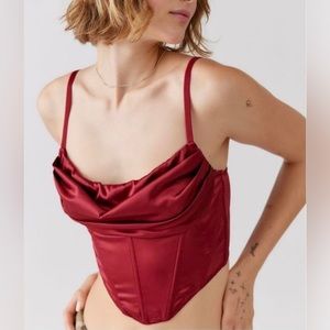 Burgundy Satin Bustier Corset Top from Urban Outfitters (NWOT)